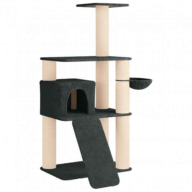 vidaXL Kočičí strom se škrabacími sloupky sisal Tmavě šedá 173 cm