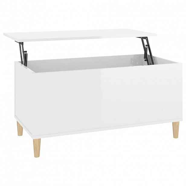 vidaXL Konferenční stolek lesklý bílý 90x44,5x45 cm kompozitní dřevo