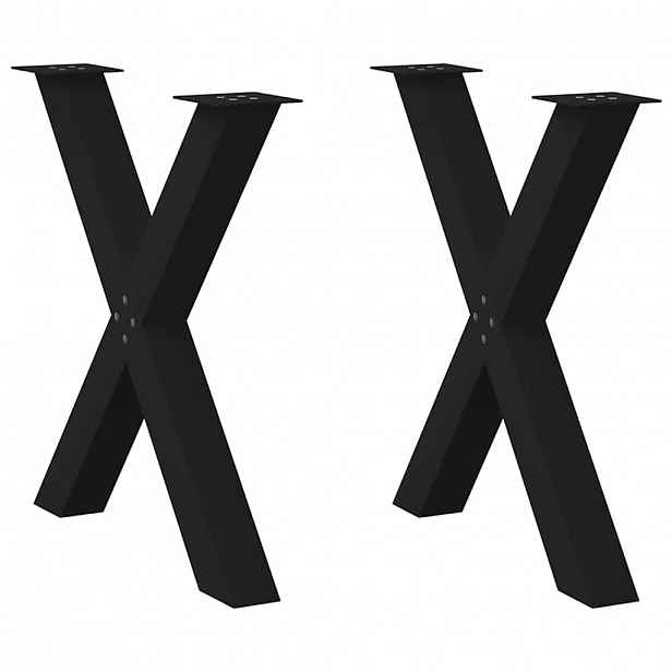 vidaXL Nohy k jídelnímu stolu ve tvaru X, 2 ks, černé, 80 x (72-73) cm, ocel