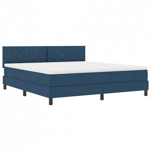 vidaXL Postel s boxspringem s LED pásky Modrá 180 x 200 cm textil