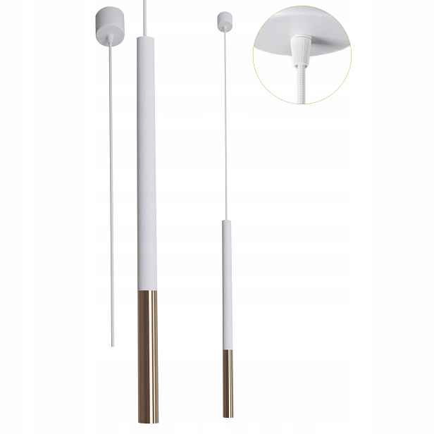 Nová kovová závěsná lampa Frey 1 světelný bod bílá zlatá 10W Loft