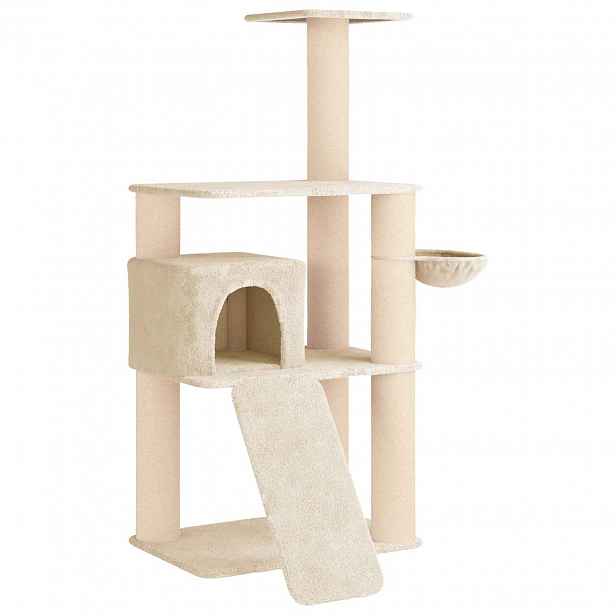 vidaXL Kočičí strom se škrabacími sloupky sisal Krémová 173 cm
