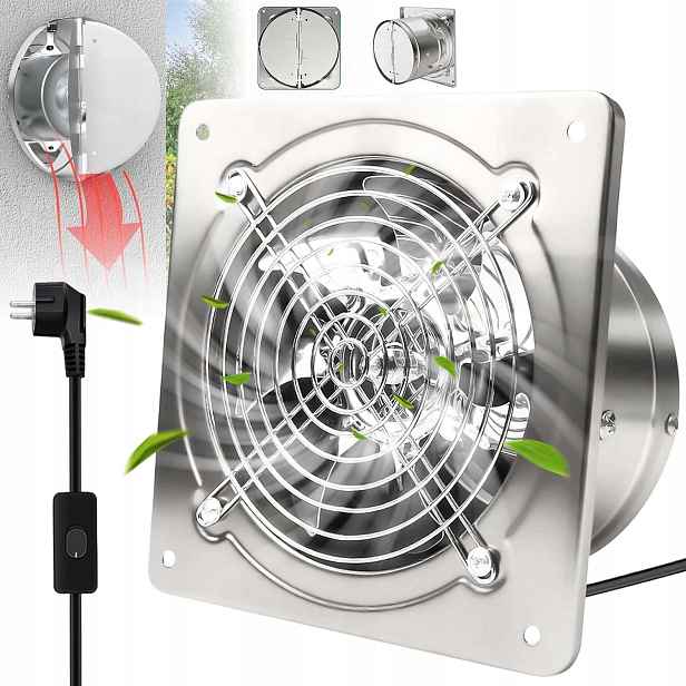 Výkonný Odsávací Ventilátor 525 M³/h 150 MM Energeticky Úsporný Do Sklepa, Stříbrný