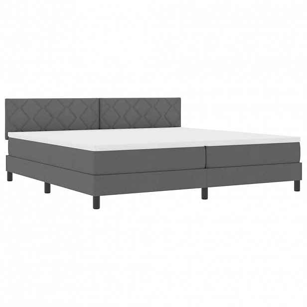 vidaXL Postel s boxspringem s LED pásky Tmavě šedá 200 x 200 cm textil