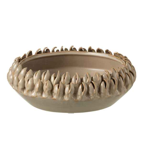 Béžovo-šedá keramická dekorační mísa Ibiza - Ø 23*8cm J-Line by Jolipa