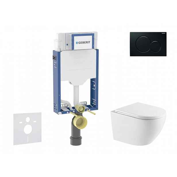 Geberit Kombifix - Set předstěnové instalace, klozetu Oudee a sedátka softclose, tlačítko Sigma01, černá SANI15CA5155