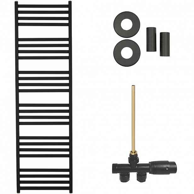 Koupelnový radiátorový set Fulgiduson - ústřední vytápění - boční jednobodové připojení - 765W - černá matná - 1800x530 mm
