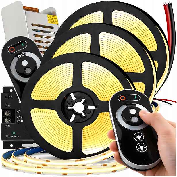Set Led pásek 15 m Cob Neon 12V 180 W Silné Jasné Světlo Napájecí Zdroj Dálkový Ovladač