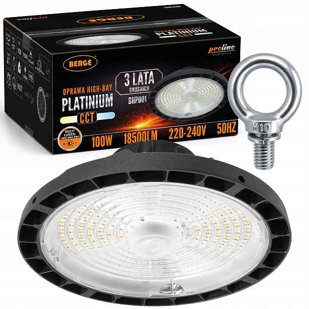 Průmyslová Led lampa High Bay Ufo 100W 18500lm na Cct, stmívatelná