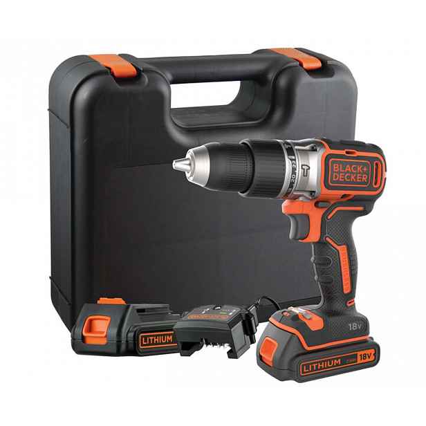 BLACK+DECKER - 18V AKU vrtačka s příklepem, 1x aku 1,5 Ah Li-Ion, nabíječka BL188K-QW