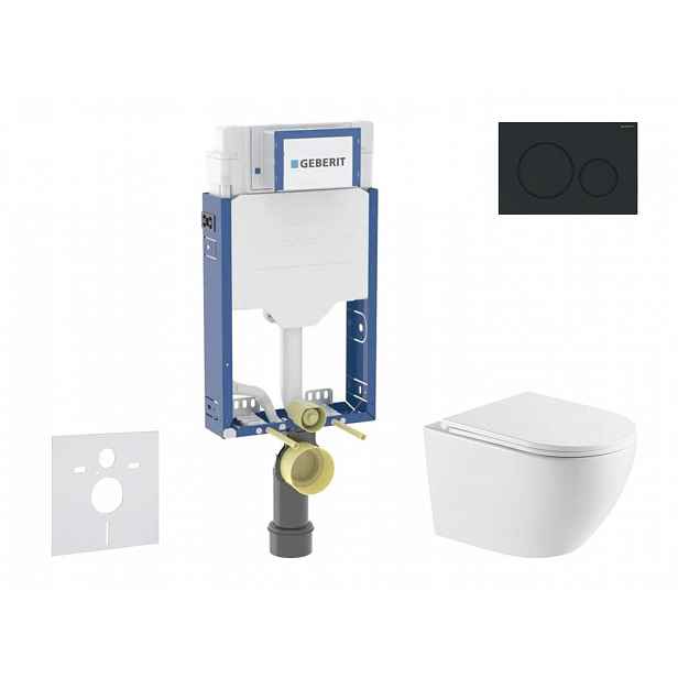 Geberit Kombifix - Set předstěnové instalace, klozetu Oudee a sedátka softclose, tlačítko Sigma20, matná černá/černá SANI15CA5156