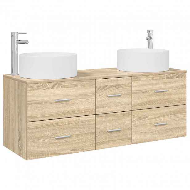 vidaXL Sada koupelnového nábytku 3 ks Dub sonoma 49,5 x 44,5 x 65,5 cm