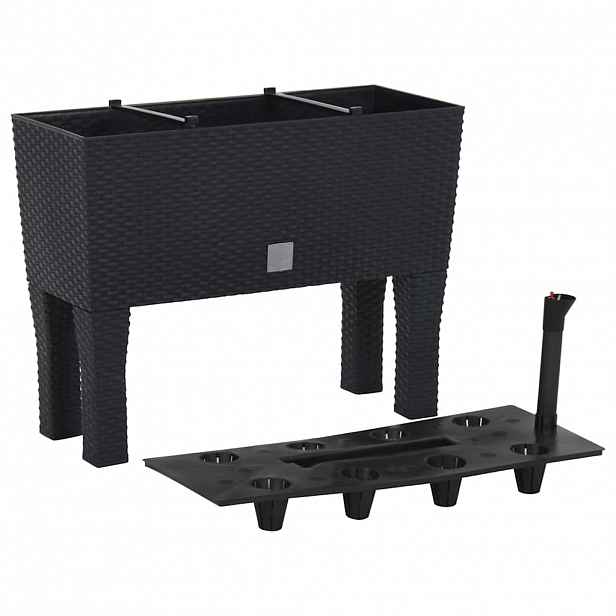 vidaXL Vyvýšený záhon antracitový 60 x 25 x 46 cm PP ratan
