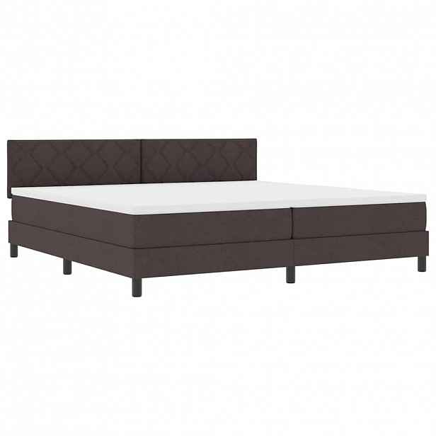 vidaXL Postel s boxspringem s čelo Tmavě hnědá 200 x 200 cm textil