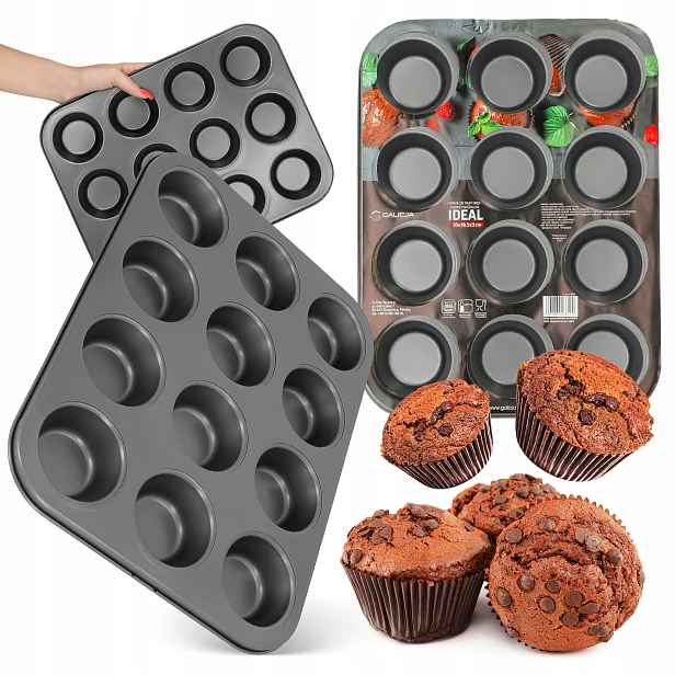 2x Plech Na Pečení Plech Formičky Muffiny Bábovky Nepřilnavé L0