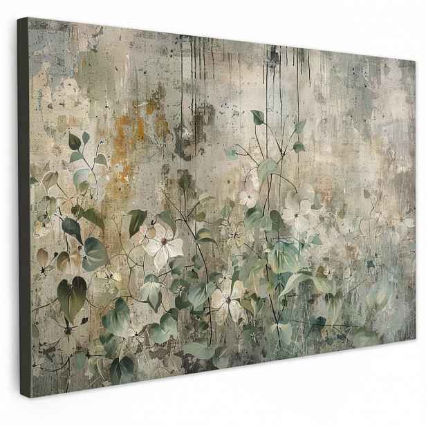 MuchoWow OBRAZ NA PLÁTNĚ Květiny - listy - abstraktní - moderní 30x20 cm