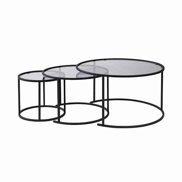 Sada konferenčních stolků Aurum Black and Grey 80 cm, 3 ks