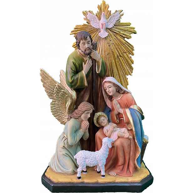 Vánoční Rodinná Figurka S Andělem A Svatým Duchem 36 CM Vysoká