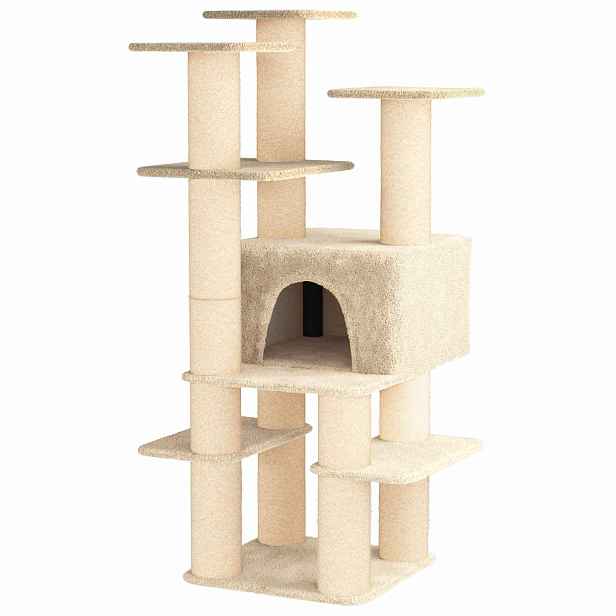 vidaXL Kočičí strom se škrabacími sloupky sisal Krémová 161 cm