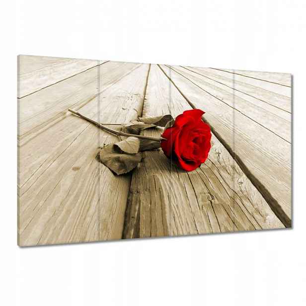 Obrazy 120x80 Červená růže na deskách