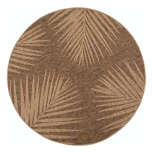 Hnědý kulatý vnitřní a venkovní koberec ø 120 cm Timber 1403 – Ayyildiz Carpets