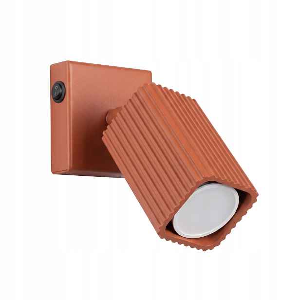 Sollux Lighting nástěnné svítidlo Rayo rýhované okrově červené GU10 s vypínačem
