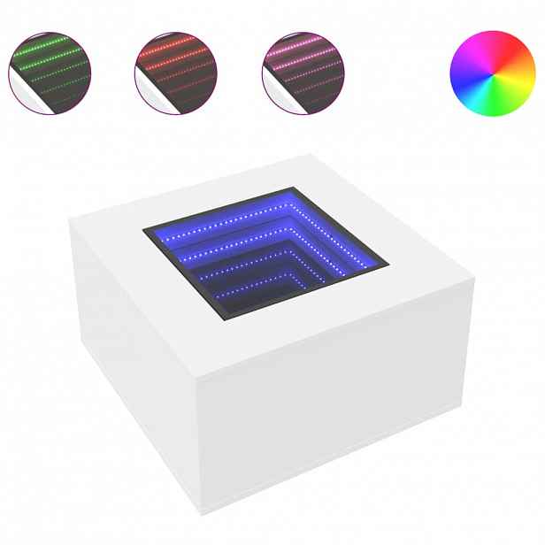 vidaXL Konferenční stolek s LED bílý 60 x 60 x 40 cm kompozitní dřevo