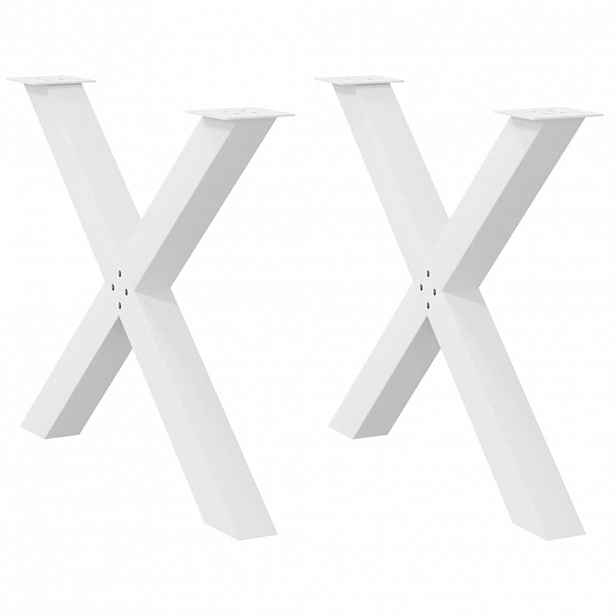 vidaXL Nohy k jídelnímu stolu ve tvaru X, 2 ks, bílé, 90 x (72-73) cm, ocel