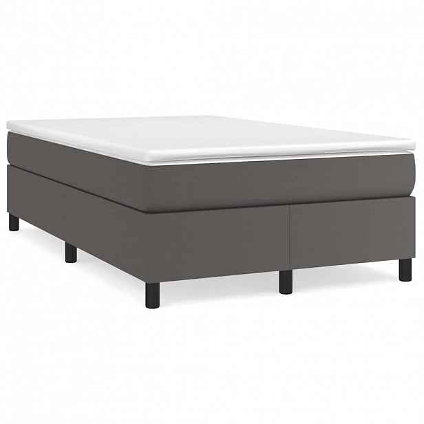 vidaXL Box spring postel s matrací šedá 120x200 cm umělá kůže