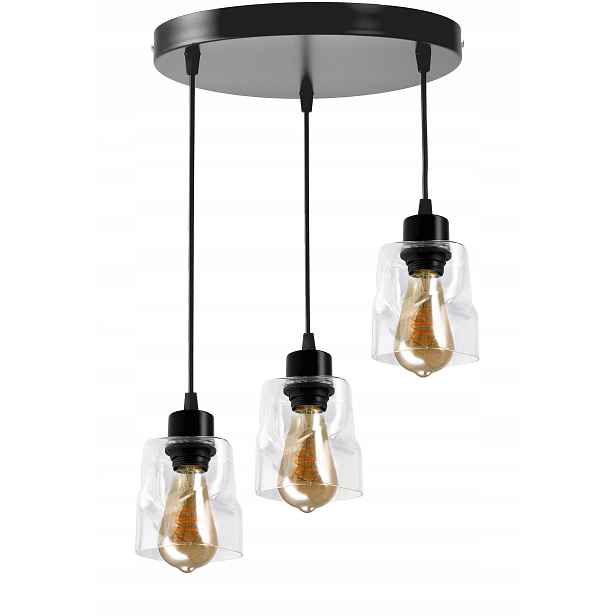 Stropní Svítidlo Stropní Svítidlo Led E27 3x E27 Skleněný rolovací Čtverec Průhledný