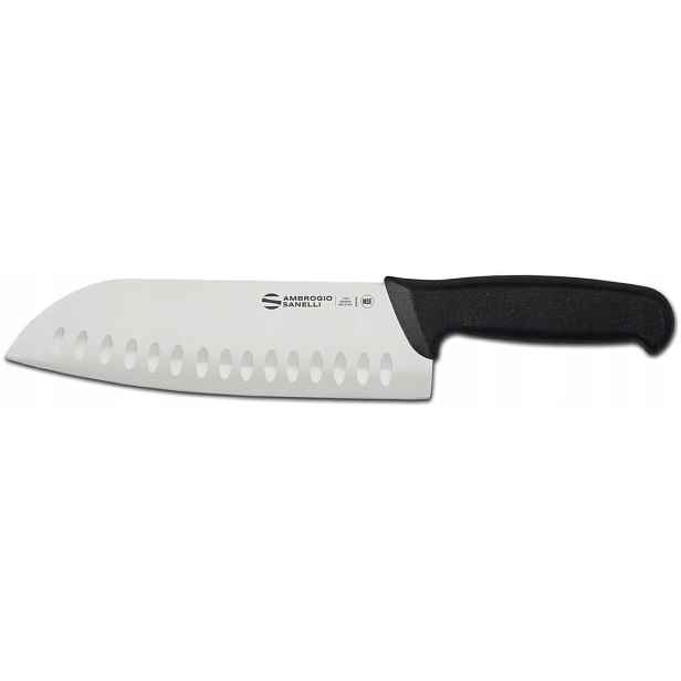 Nůž santoku Sanelli Supra 20 cm s drážkami (granton) Nitro-b černý Sebs