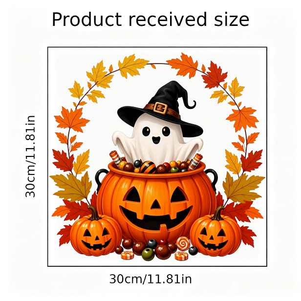 TEMU 1 ks Roztomilá kreslená halloweenská dýně s podzimními , slavnostní kulatá statická elektřina, samolepka na okno pro domácí, obchodní a párty