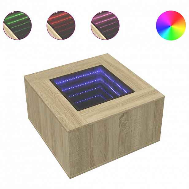 vidaXL Konferenční stolek s LED dub sonoma 60 x 60 x 40 cm kompozit