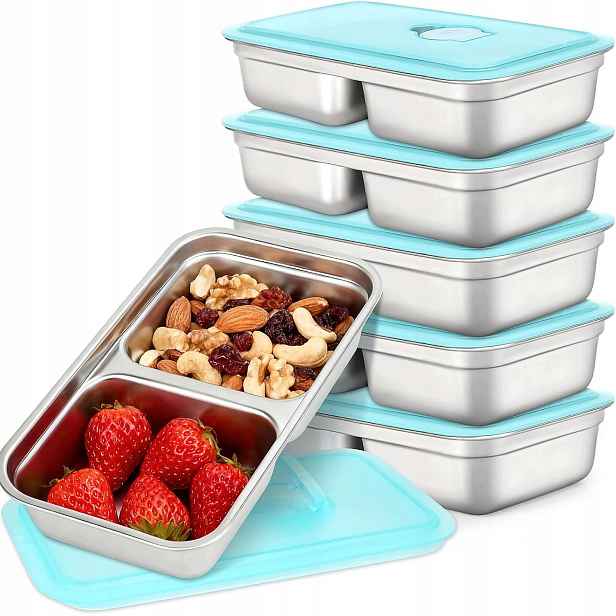Lunchbox nádoba na potraviny Sada x6 Nerezová Ocel Hermické s víkem