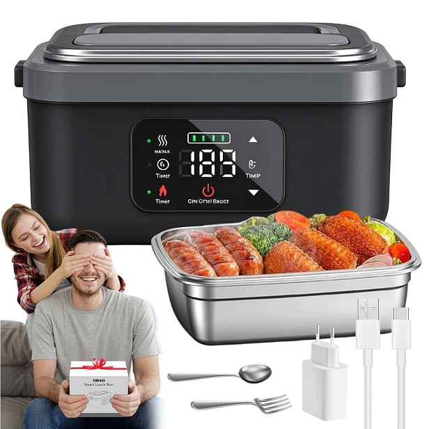 Lunchbox vyhřívaný BX88 16000mAh 60W 1000ml bezdrátový černo-šedý