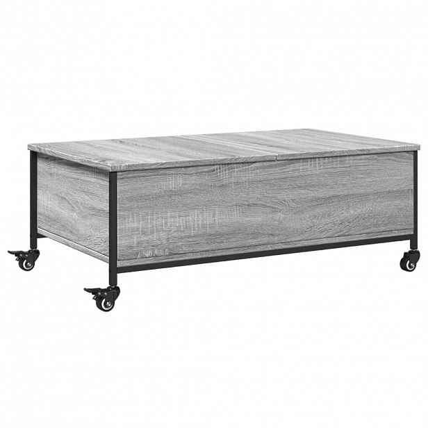 vidaXL Konferenční stolek na kolečkách šedý sonoma 91x55x34cm kompozit