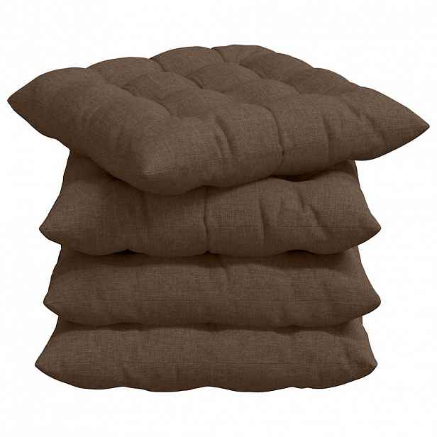 vidaXL Polštáře na sedadla 4 ks Textil Hnědá 40 x 40 x 6 cm