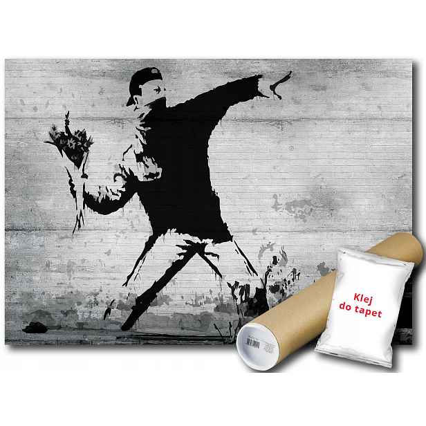 Vinylová Fototapeta Banksy Graffiti Umění Mural Flower Thrower 254x184