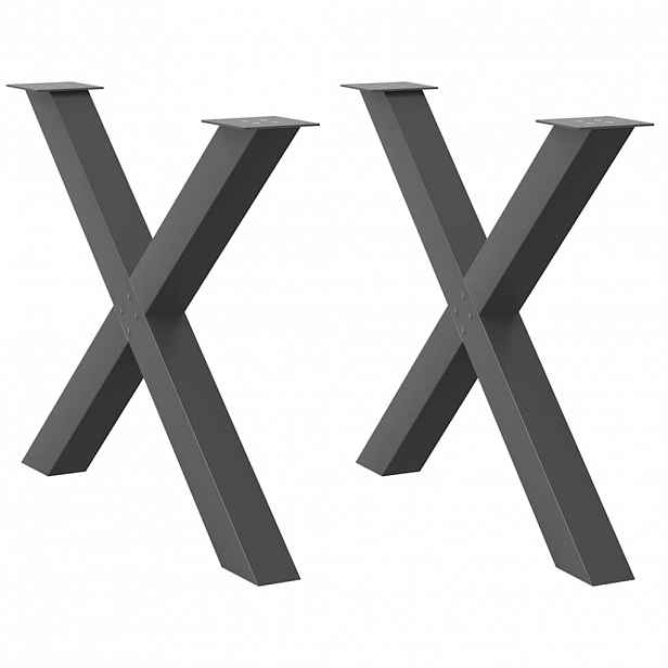 vidaXL Nohy k jídelnímu stolu ve tvaru X, 2 ks, antracitové, 90 x (72-73) cm, ocel