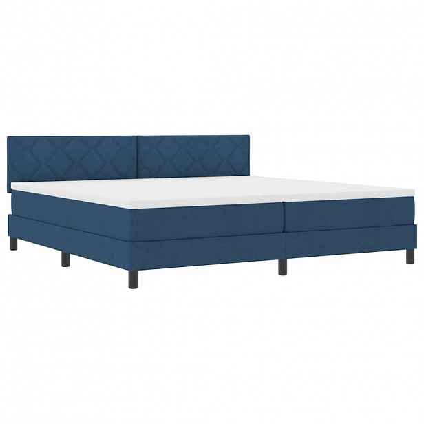 vidaXL Postel s boxspringem s polštářem Modrá 200 x 200 cm textil