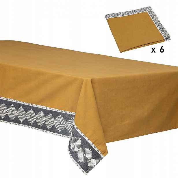 Bavlněný ubrus na obdélníkový stůl 150 x 250 cm Dreams s 6 ubrousky