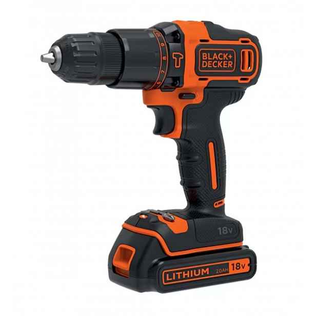 BLACK+DECKER - 18V AKU vrtačka s příklepem, 1x aku 1,5 Ah Li-Ion, nabíječka BDCHD18-QW