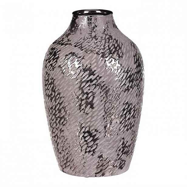 Keramická váza - tvar antické nádoby v. 26 cm, stříbrná