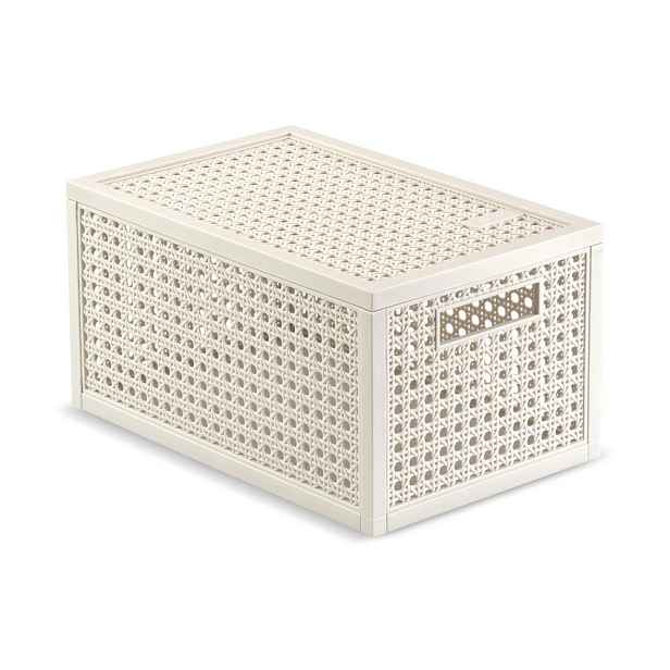 Krémový úložný box s víkem z recyklovaného plastu 19x30x15 cm Kaya – Curver