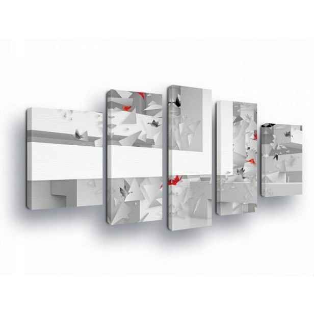 Obraz 170x100 Abstrakce geometrie triptych moderní šedá bílá červená