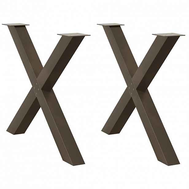vidaXL Nohy k jídelnímu stolu ve tvaru X, 2 ks, přírodní ocel, 90 x (72-73) cm, ocel