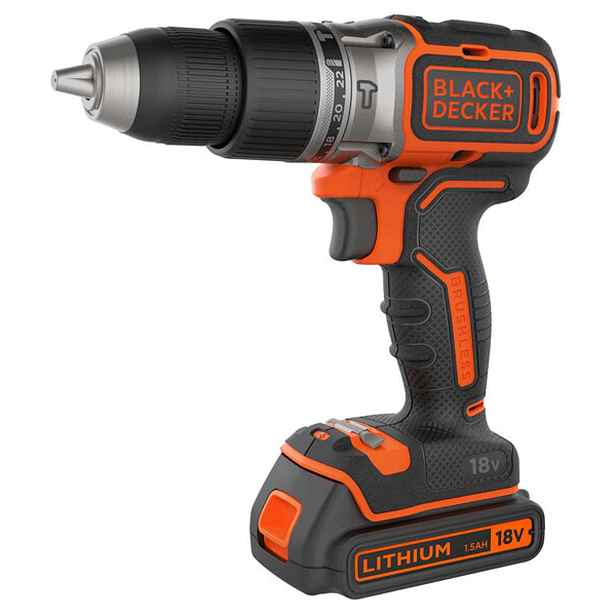 BLACK+DECKER - 18V AKU vrtačka s příklepem, 2x aku 1,5 Ah Li-Ion, nabíječka BL188KB-QW