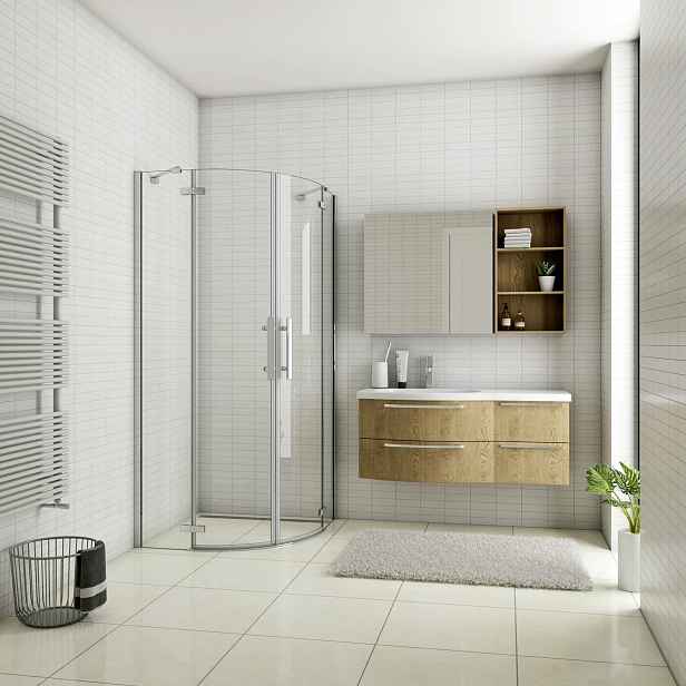 Čtvrtkruhový sprchový kout MELODY S2 80x80 cm s dvoukřídlými dveřmi, chrom