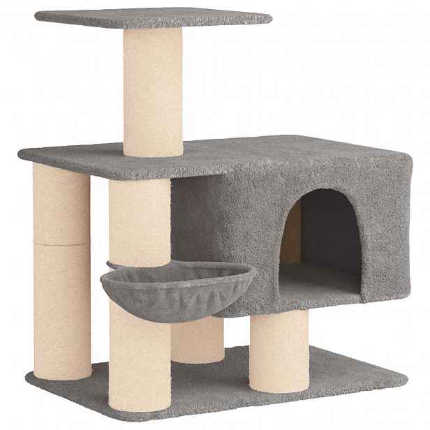 vidaXL Kočičí strom se škrabacími sloupky sisal Světle šedá 96 cm