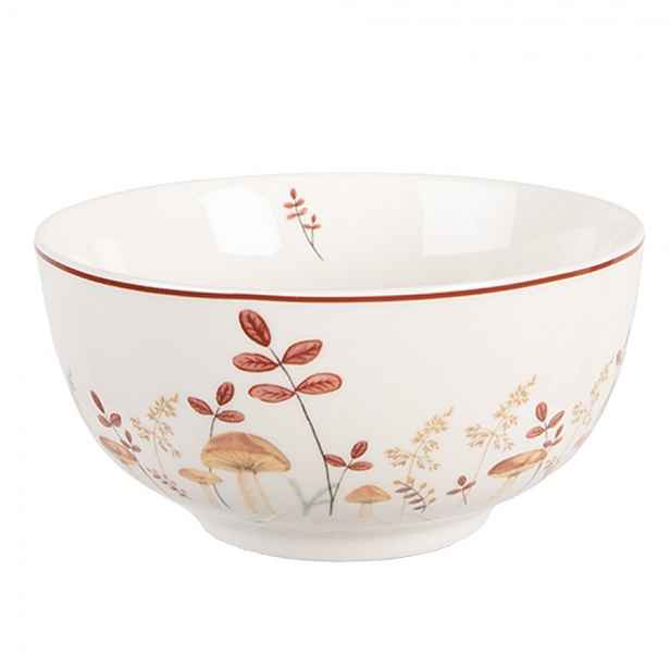 Bílá porcelánová miska s houbičkami Little Forest Jewels - Ø 14*7 cm / 500 ml Clayre & Eef